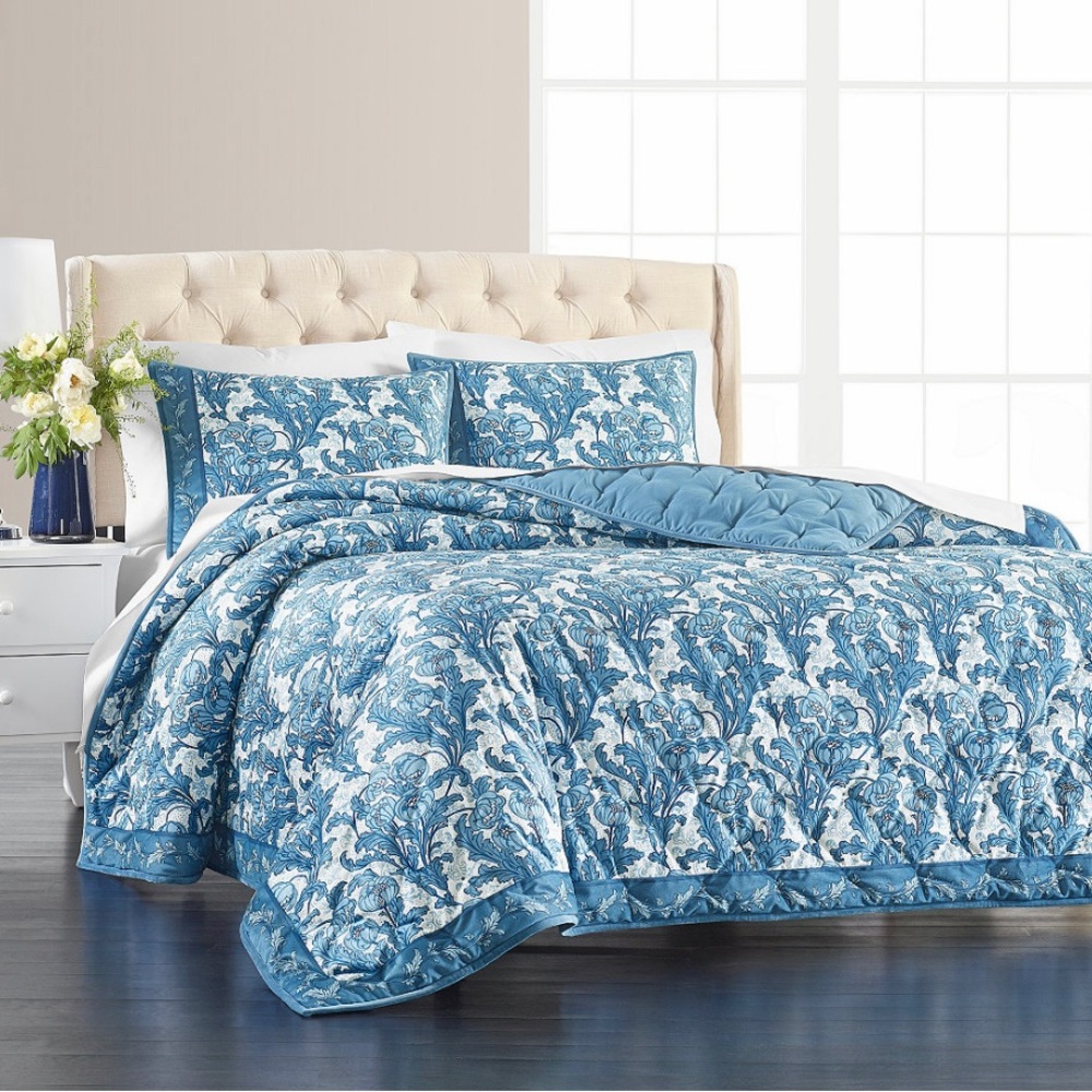 Martha Stewart Collection Nouveau Floral Velvet Quilt, Full/Queen
